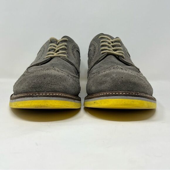 1901 Wingtip Oxford Gray Suede Yellow Sole 10M Leather Brogue Shoes M20411 main image 6